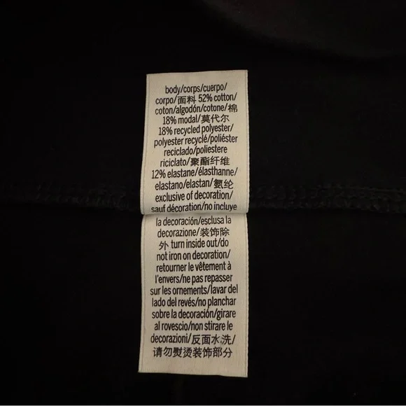 VS Pink All-Day Cotton Foldover Flare Leggings Pure Black Shine Size L - Picture 5 of 7